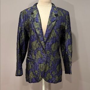 Salvatore Ferragamo Purple and Green Floral Silk Blazer